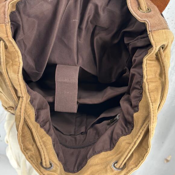 Vintage Waxed Canvas Leather Back Pack Utility Streetwear Commuter Gorpcore - Picture 15 of 16